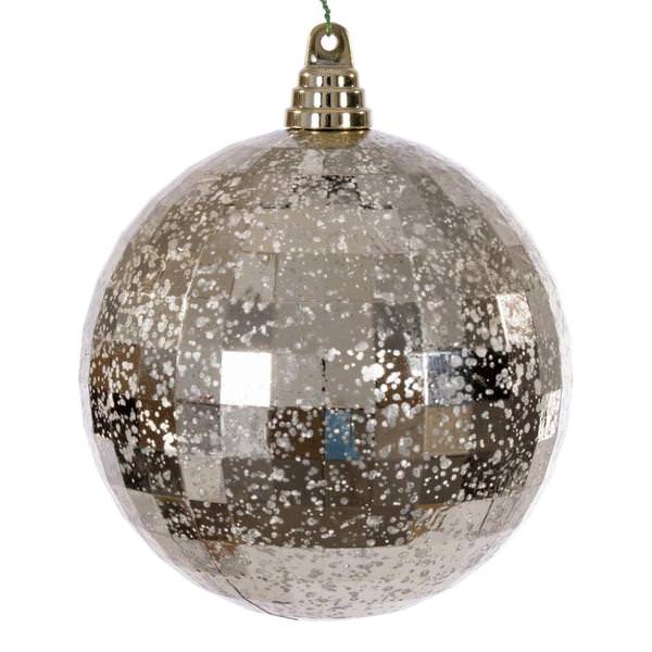 6" Champagne Mirror Mercury Christmas Ornament (2 Pack)