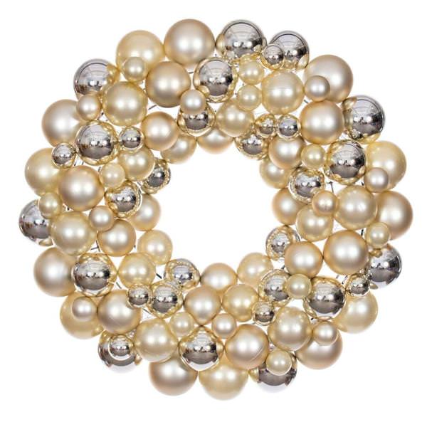 24" Champagne Ball Ornament Christmas Wreath