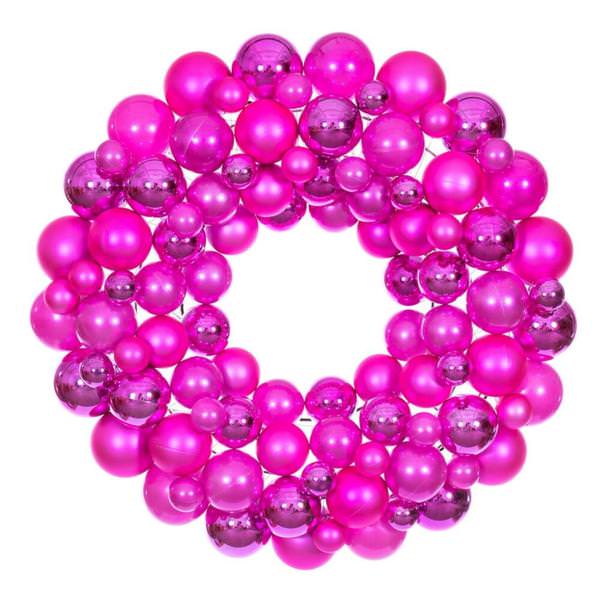 24" Hot Pink Ball Ornament Christmas Wreath