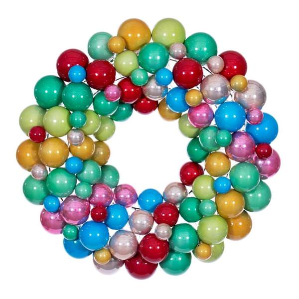 24" Multi-Color Ball Ornament Christmas Wreath