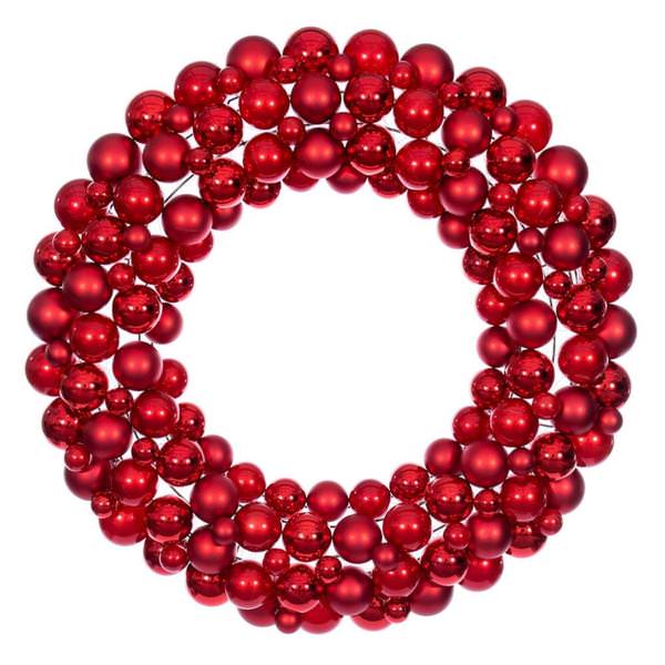30" Red Ball Ornament Christmas Wreath