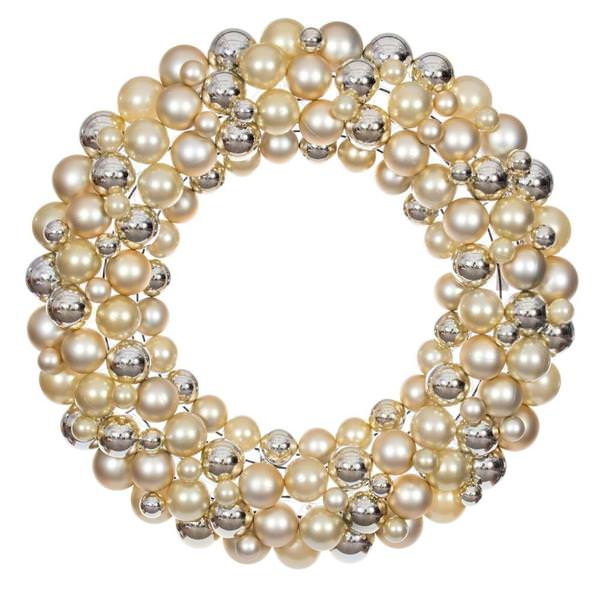 30" Champagne Ball Ornament Christmas Wreath