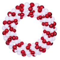 Vickerman 30" Red/White Ball Ornament Christmas Wreath