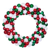 Vickerman 30" White/Red/Green Ball Ornament Christmas Wreath