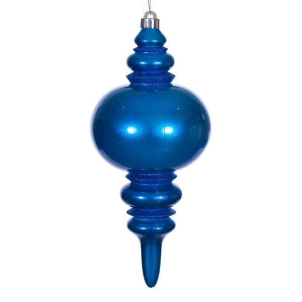 13" Blue Candy Glitter Finial Christmas Tree Ornament 