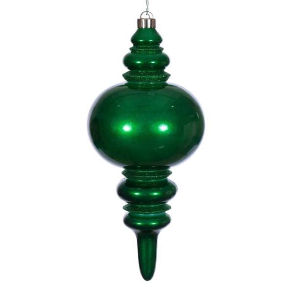 13" Green Candy Glitter Finial Christmas Tree Ornament 