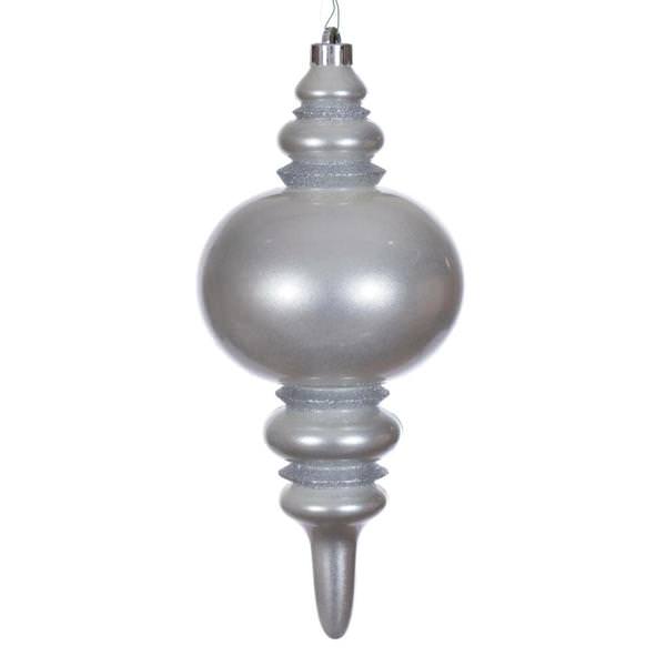 13" Silver Candy Glitter Finial Christmas Tree Ornament 