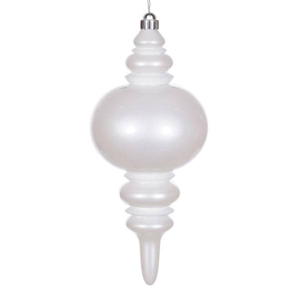 13" White Candy Glitter Finial Christmas Tree Ornament 