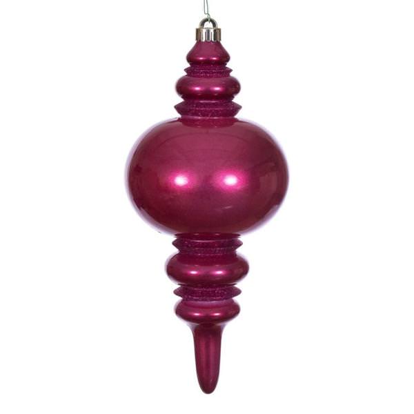 13" Berry Red Candy Glitter Finial Christmas Tree Ornament 