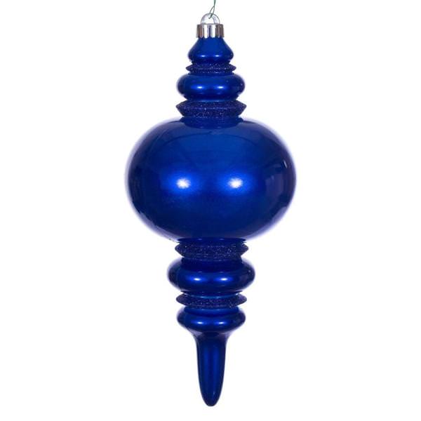 13" Cobalt Candy Glitter Finial Christmas Tree Ornament 