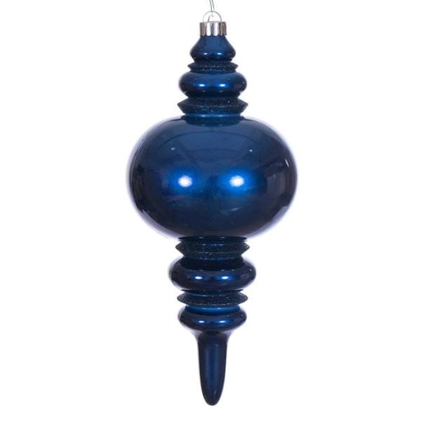 13" Midnight Blue Candy Glitter Finial Christmas Tree Ornament 
