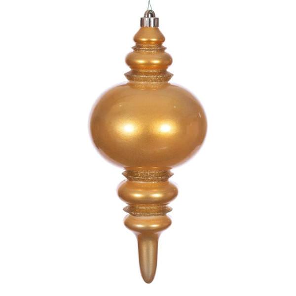 13" Copper Gold Candy Glitter Finial Christmas Tree Ornament 