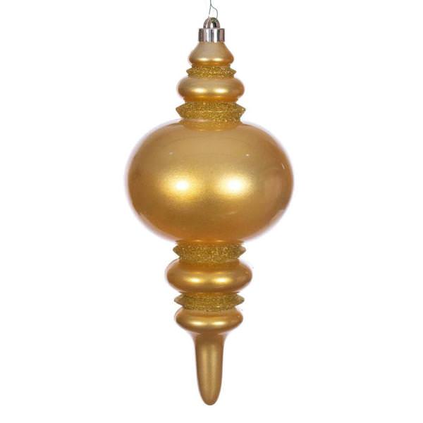 13" Honey Gold Candy Glitter Finial Christmas Tree Ornament 