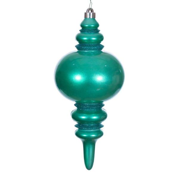 13" Teal Candy Glitter Finial Christmas Tree Ornament 
