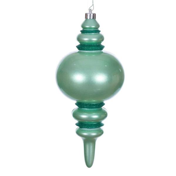 13" Sea Foam Candy Glitter Finial Christmas Tree Ornament 