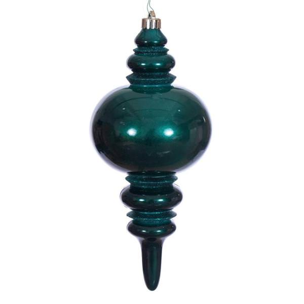 13" Sea Blue Candy Glitter Finial Christmas Tree Ornament 