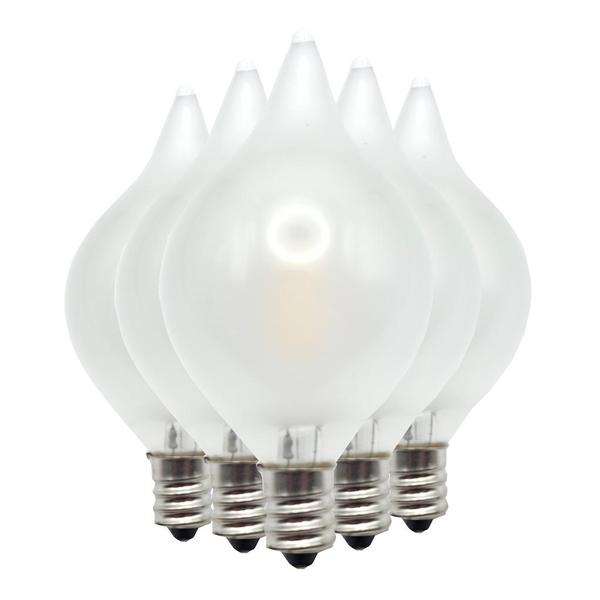 0.6 watt 120 volt G45 Candelabra Screw Base Red/ Warm White  Flame Tip LED Replacement Bulbs (5 Pack)
