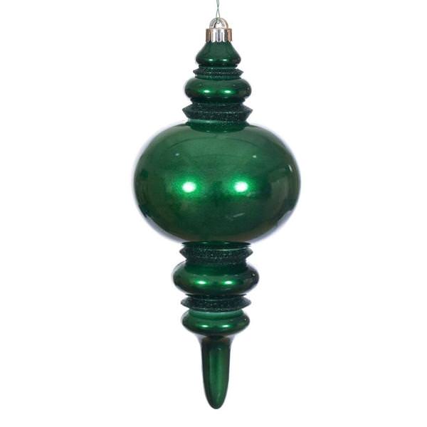13" Midnight Green Candy Glitter Finial Christmas Tree Ornament 
