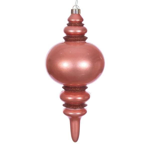 13" Coral Glitter Finial Christmas Tree Ornament 