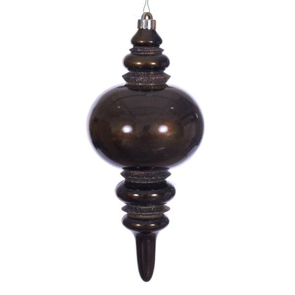 13" Chocolate Glitter Finial Christmas Tree Ornament 