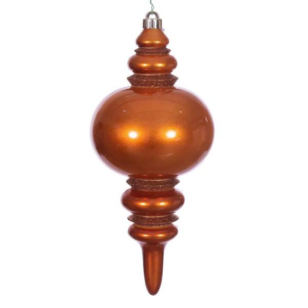 13" Copper Candy Glitter Finial Christmas Tree Ornament 
