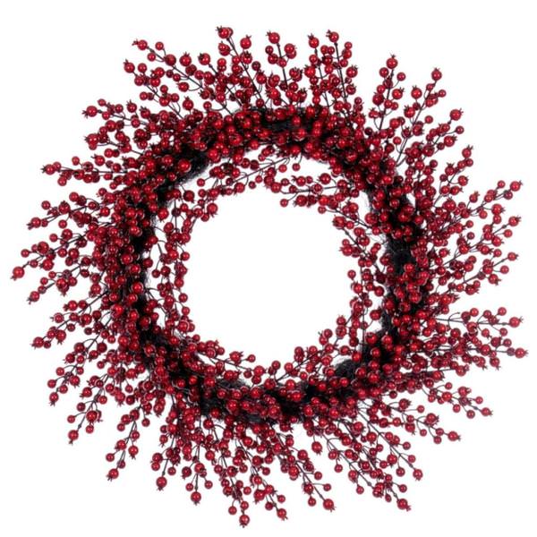 28" Burgundy Crab Apple Mixed Berry Light Artificial Christmas Wreath