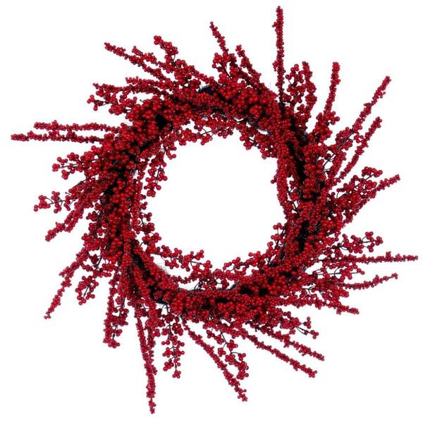 28" Mixed Red & Dark Red Berry Light Artificial Christmas Wreath