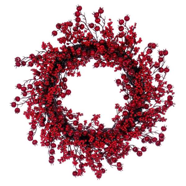 28" Red Deluxe Mixed Berry Light Artificial Christmas Wreath