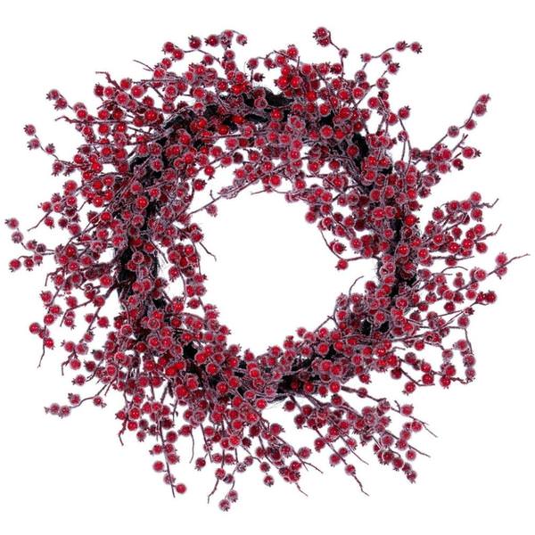 28" Winter Icy Red Berry Light Artificial Christmas Wreath
