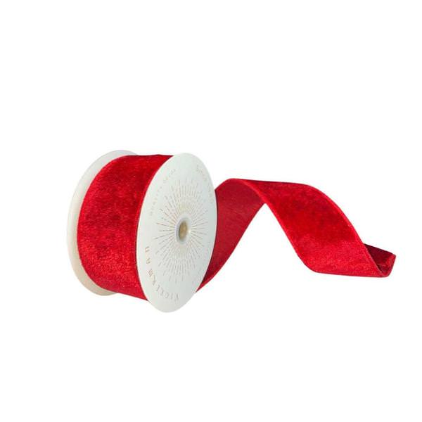 2.5" x 10Yd Red Plush Velvet Christmas Ribbon