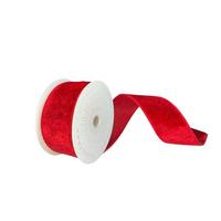 Vickerman 2.5" x 10Yd Red Plush Velvet Christmas Ribbon
