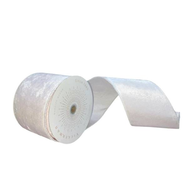 4" x 10Yd White Plush Velvet Christmas Ribbon