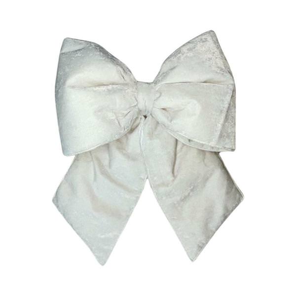 18" x 23" Plush White Velvet Christmas Bow