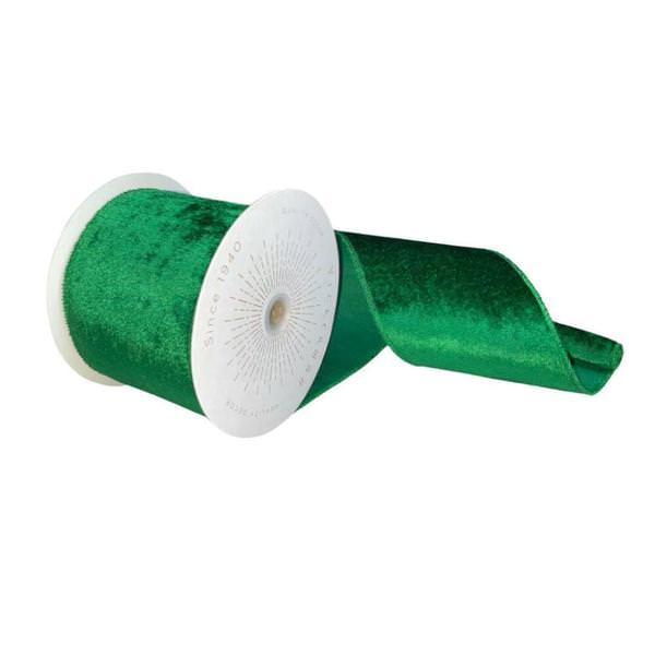 4" x 10Yd Emerald Plush Metallic Velvet Ribbon