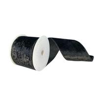 Vickerman 4" x 10Yd Black Plush Velvet Christmas Ribbon