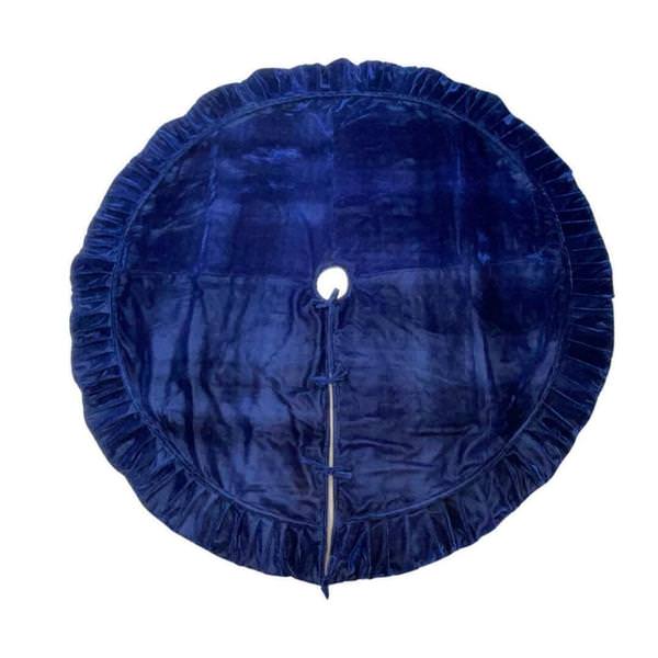 72" Plush Midnight Blue Velvet Christmas Tree Skirt