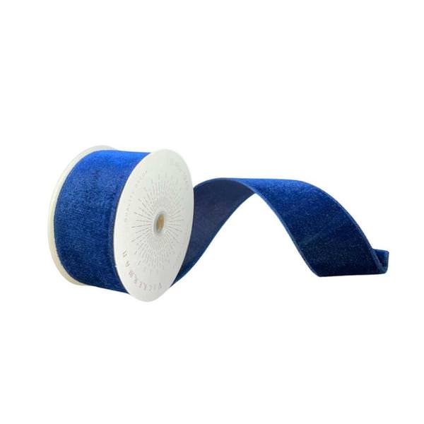 2.5" x 10Yd Midnight Blue Plush Velvet Christmas Ribbon
