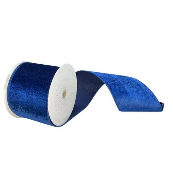 4" x 10Yd Midnight Blue Plush Velvet Christmas Ribbon