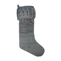 Vickerman 8" x 19" Silver Plush Velvet Stocking 