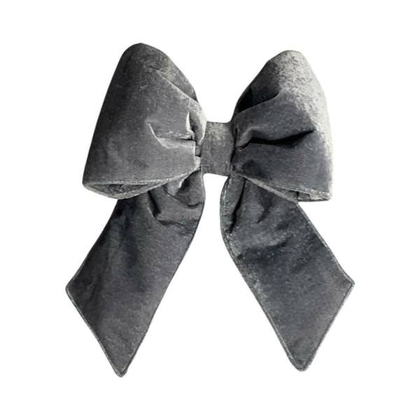 12" x 15" Plush Silver Velvet Christmas Bow