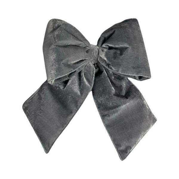 18" x 23" Plush Silver Velvet Christmas Bow