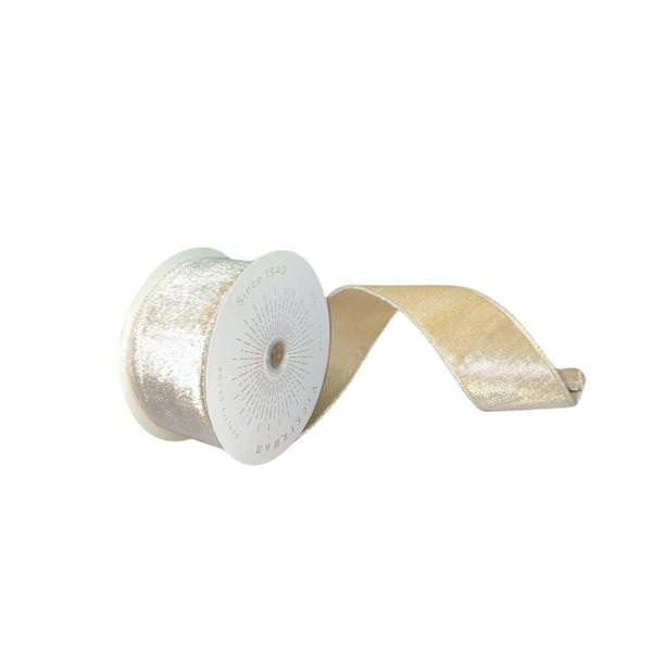 2.5" x 10Yd Champagne Plush Velvet Christmas Ribbon