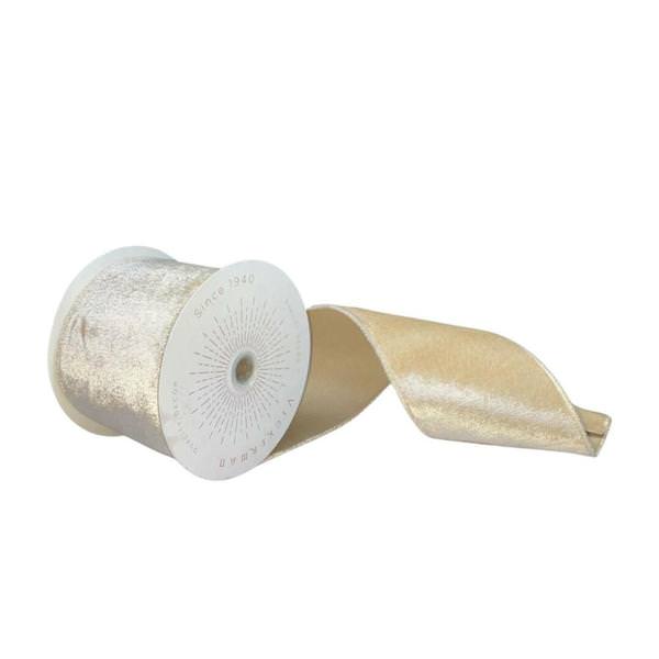 4" x 10Yd Champagne Plush Velvet Christmas Ribbon