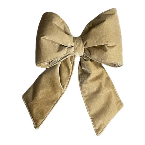 12" x 15" Plush Champagne  Velvet Christmas Bow