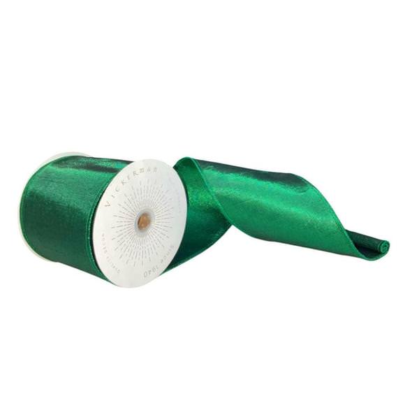 4" x 10Yd Green Metallic Christmas Ribbon