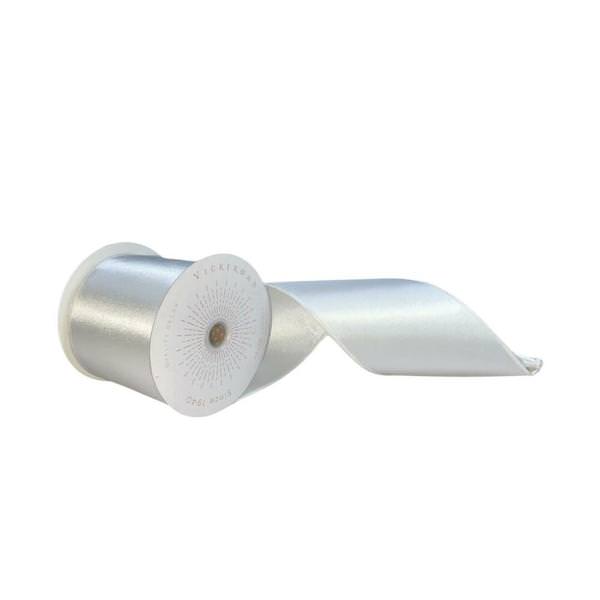 4" x 10Yd White Satin Christmas Ribbon