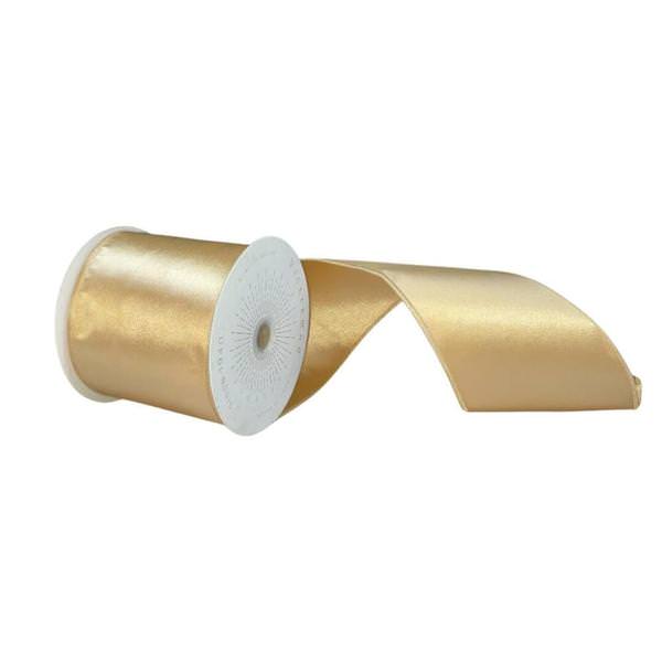 4" x 10Yd Champagne Satin Christmas Ribbon