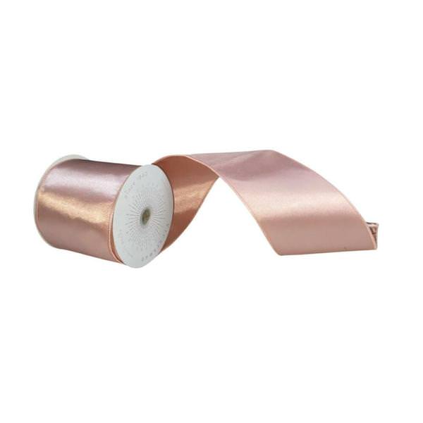 4" x 10Yd Rose Gold Satin Christmas Ribbon