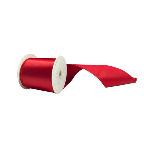 4" x 10Yd Crimson Satin Christmas Ribbon