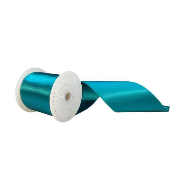 4" x 10Yd Sea Blue Satin Christmas Ribbon